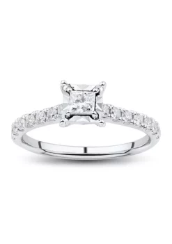 Best deal ❤️ 1/2 ct. t.w. Diamond Princess Cut Engagement Ring in 10k White Gold by Belk & Co. ⭐