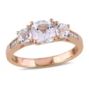 Coupon 🤩 2 ct. t.w. Created White Sapphire and 1/10 ct. t.w. Diamond Accent 3-Stone Ring in 10K Rose Gold by Belk & Co. 🧨