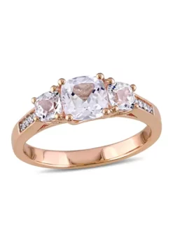 Coupon ๐คฉ 2 ct. t.w. Created White Sapphire and 1/10 ct. t.w. Diamond Accent 3-Stone Ring in 10K Rose Gold by Belk & Co. ๐งจ
