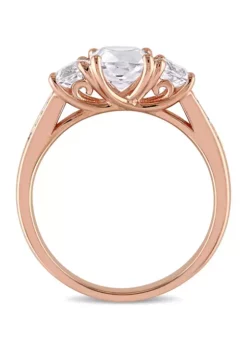 Coupon 🤩 2 ct. t.w. Created White Sapphire and 1/10 ct. t.w. Diamond Accent 3-Stone Ring in 10K Rose Gold by Belk & Co. 🧨 -DealsBelk & Co. Store Belk 21897