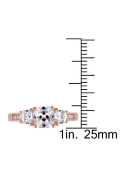 Coupon 🤩 2 ct. t.w. Created White Sapphire and 1/10 ct. t.w. Diamond Accent 3-Stone Ring in 10K Rose Gold by Belk & Co. 🧨 -DealsBelk & Co. Store Belk 21898