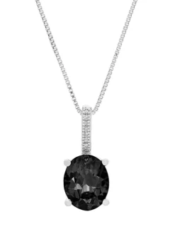 Brand new ๐ 2.2 ct. t.w. Onyx and 1/10 ct. t.w. Diamond Oval Pendant Necklace in Sterling Silver by Belk & Co. โค๏ธ