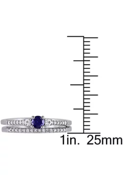 Discount 🛒 1/3 ct. t.g.w. Created Blue and White Sapphire and 1/10 ct. t.w. Diamond Bridal Ring Set in Sterling Silver by Belk & Co. 👏 -DealsBelk & Co. Store Belk 21934