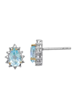 Best Sale 😉 2 ct. t.w. Sky Blue Topaz and 1/10 ct. t.w. Diamond Earrings in Sterling Silver and 14K Gold True Two-tone by Belk & Co. 🥰