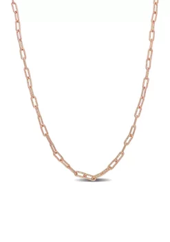 Outlet 🔔 18k Rose Gold Plated Sterling Silver 3.5mm Fancy Paper Clip Chain Necklace by Belk & Co. 🌟