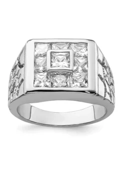 Flash Sale 👍 Men's Sterling Silver Rhodium-Plated Cubic Zirconia Ring by Belk & Co. 🛒