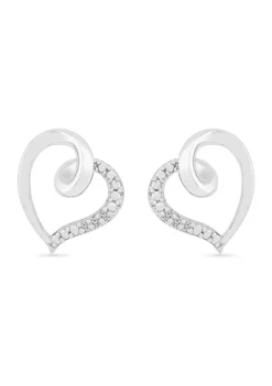 Deals 🥰 Diamond Accent Sterling Silver Heart Earrings by Belk & Co. ⌛