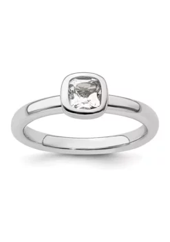 Deals 🎉 3/4 ct. t.w. Cushion-cut White Topaz Stackable Expressions Ring in Sterling Silver by Belk & Co. 🔔 -DealsBelk & Co. Store Belk 21971