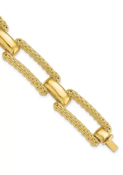 New ❤️ 14K Yellow Gold Polished and Textured Fancy Bracelet by Belk & Co. ✔️