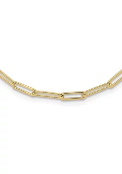 Budget 🔥 14K Yellow Gold Polished and Textured Paperclip Link Necklace by Belk & Co. 😀 -DealsBelk & Co. Store Belk 21988