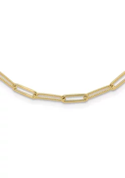 Budget 🔥 14K Yellow Gold Polished and Textured Paperclip Link Necklace by Belk & Co. 😀 -DealsBelk & Co. Store Belk 21989