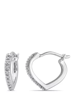 Buy 🧨 1/10 ct. t.w. Diamond Accent Heart Hoop Earrings in 10k White Gold by Belk & Co. 😀 -DealsBelk & Co. Store Belk 22008
