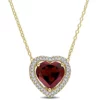 Cheapest 🤩 3.85 ct. t.g.w. Garnet and 1/5 ct. t.w. Diamond Halo Heart Necklace with Chain in Yellow Plated Sterling Silver by Belk & Co. 🥰