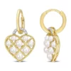 Best reviews of 👏 2.5-3mm Cultured Freshwater Pearl and Diamond Accent Heart Hoop Earrings in Yellow Plated Sterling Silver by Belk & Co. 🎉