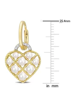 Best reviews of 👏 2.5-3mm Cultured Freshwater Pearl and Diamond Accent Heart Hoop Earrings in Yellow Plated Sterling Silver by Belk & Co. 🎉 -DealsBelk & Co. Store Belk 22024