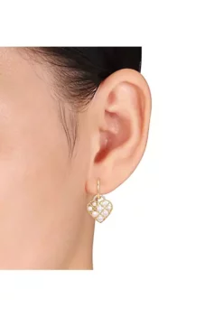 Best reviews of 👏 2.5-3mm Cultured Freshwater Pearl and Diamond Accent Heart Hoop Earrings in Yellow Plated Sterling Silver by Belk & Co. 🎉 -DealsBelk & Co. Store Belk 22025