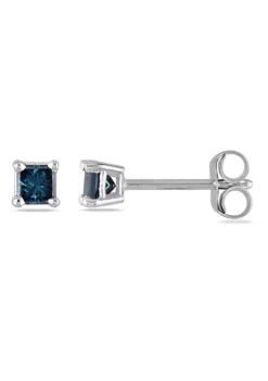 Promo 🧨 1/3 ct. t.w. Princess Cut Blue Diamond Stud Earrings in 14K White Gold by Belk & Co. ⌛ -DealsBelk & Co. Store Belk 22087