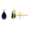 Cheapest 🛒 14K Gold 6x4 Pear Shape Sapphire Diamond Accent Earrings by Belk & Co. 🤩