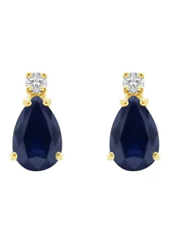 Cheapest 🛒 14K Gold 6x4 Pear Shape Sapphire Diamond Accent Earrings by Belk & Co. 🤩 -DealsBelk & Co. Store Belk 22089