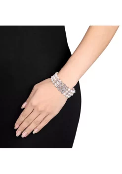 Best Sale 🌟 6.5 - 7 MM White Cultured Freshwater Pearl Bracelet with Cubic Zirconia in Sterling Silver by Belk & Co. ⭐ -DealsBelk & Co. Store Belk 22100
