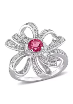 Hot Sale 👏 1 1/10 CT TGW Pink Topaz and White Topaz Flower Cocktail Ring in Sterling Silver by Belk & Co. 🧨 -DealsBelk & Co. Store Belk 22107
