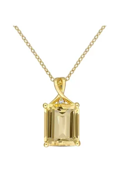 New ⌛ 6.68 ct. t.g.w. Octagon Citrine and White Topaz Pendant with Chain in Yellow Plated Sterling Silver by Belk & Co. 😍 -DealsBelk & Co. Store Belk 22111