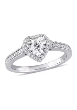 Hot Sale 😀 1/3 ct. t.w. Diamond Heart Engagement Ring in Sterling Silver by Belk & Co. 🔥