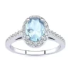 Best Pirce 💯 1cttw Oval Shape Aquamarine and Halo Diamond Ring In Sterling Silver by Belk & Co. 🧨