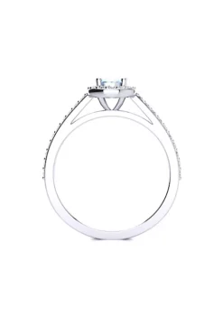 Best Pirce 💯 1cttw Oval Shape Aquamarine and Halo Diamond Ring In Sterling Silver by Belk & Co. 🧨 -DealsBelk & Co. Store Belk 22147