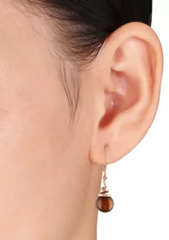 New 👍 2-Piece Set 8-8.5 Millimeter Brown Cultured Freshwater Pearl Spiral Necklace and Earrings in 14k Rose Gold by Belk & Co. 😉 -DealsBelk & Co. Store Belk 22186