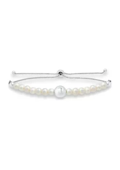 Cheapest ๐งจ 4-4.5 mm Freshwater Pearl and Silver Bead Bolo Bracelet in Sterling Silver by Belk & Co. ๐