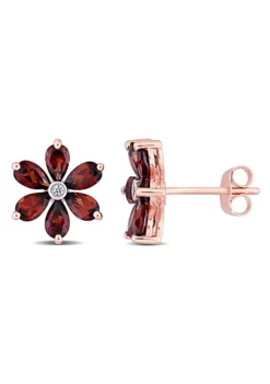 Best reviews of 🔔 3.25 CT TGW Garnet and Diamond Accent Floral Stud Earrings in 10k Rose Gold by Belk & Co. 💯 -DealsBelk & Co. Store Belk 22193