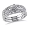 Budget 😍 1/10 ct. t.w. Diamond Filigree Bridal Set in Sterling Silver by Belk & Co. 💯