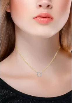 Best deal ✨ 1/10 ct. t.w. Diamond Circle Necklace on 15-1/2 inch with 2" Extender Chain, 18KT Gold over Silver by Belk & Co. ✔️ -DealsBelk & Co. Store Belk 22216