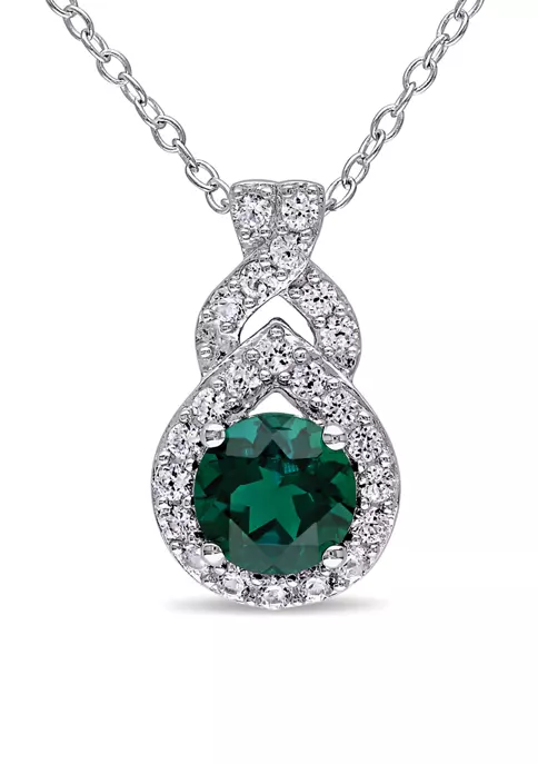 New ๐ Created Emerald and Created White Sapphire Teardrop Halo Pendant with Chain in Sterling Silver by Belk & Co. โญ 1 New ๐ Created Emerald and Created White Sapphire Teardrop Halo Pendant with Chain in Sterling Silver by Belk & Co. โญ