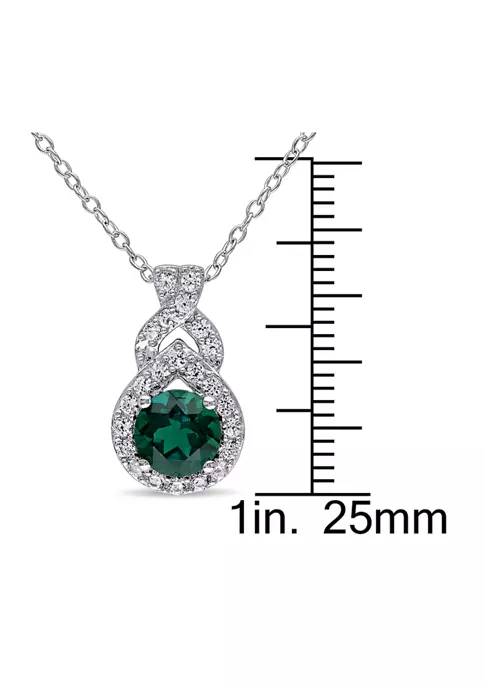 New ๐ Created Emerald and Created White Sapphire Teardrop Halo Pendant with Chain in Sterling Silver by Belk & Co. โญ 2 New ๐ Created Emerald and Created White Sapphire Teardrop Halo Pendant with Chain in Sterling Silver by Belk & Co. โญ - Image 2