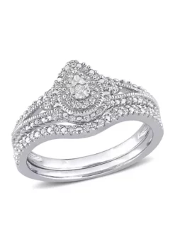 Promo 🔥 1/4 CT TW Diamond Vintage Bridal Set in Sterling Silver by Belk & Co. 🛒