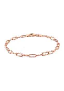 Hot Sale 🎁 18k Rose Gold Plated Sterling Silver 3.5mm Fancy Paper Clip Chain Bracelet, 7.5" by Belk & Co. 😀