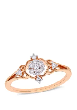 Flash Sale 💯 Diamond Cluster Vintage Ring in 10K Rose Gold by Belk & Co. 🎉
