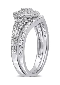 Promo 🔥 1/4 CT TW Diamond Vintage Bridal Set in Sterling Silver by Belk & Co. 🛒 -DealsBelk & Co. Store Belk 2225