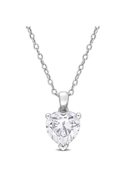 Best Sale ❤️ Lab Created 2 ct. t.g.w. Created Moissanite Solitaire Heart Pendant with Chain in Sterling Silver by Belk & Co. 😀 -DealsBelk & Co. Store Belk 22258