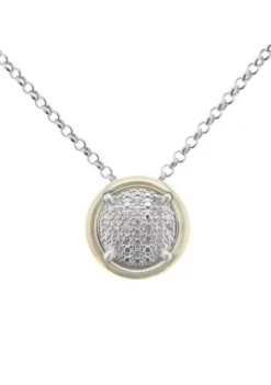 New ๐ 1/10 ct. t.w. Diamond Pendant with 20 Inch Rolo Chain in Sterling Silver and 14K Yellow Gold by Belk & Co. โ