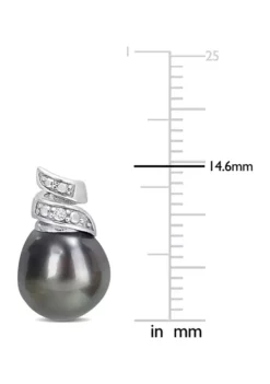 Hot Sale 💯 8-9mm Black Tahitian Cultured Pearl and Diamond Accent Swirl Stud Earrings in Sterling Silver by Belk & Co. 😉 -DealsBelk & Co. Store Belk 22276