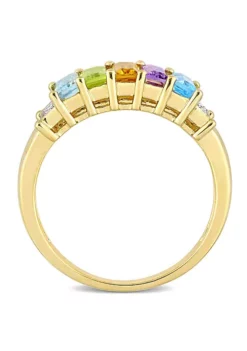 Best deal 😍 Baguette Sky-Blue Topaz Peridot Citrine Rose de France Swiss-Blue Topaz White Topaz Engagement Ring in Yellow Plated Sterling Silver by Belk & Co. ⌛ -DealsBelk & Co. Store Belk 22280