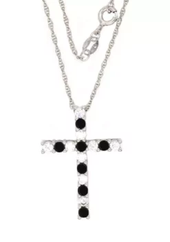 Hot Sale ❤️ Onyx Cross Pendant Necklace in Sterling Silver by Belk & Co. ✨
