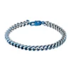 Deals ✨ Stainless Steel 4 Millimeter Foxtail Chain Bracelet with Two-Tone Blue Ion Plating, 8.5 Inch by Belk & Co. 💯