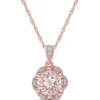 Coupon 😀 1.16 ct. t.w. Morganite and 1/10 ct. t.w. Diamond Accent Flower Necklace in 14K Rose Gold by Belk & Co. ✔️
