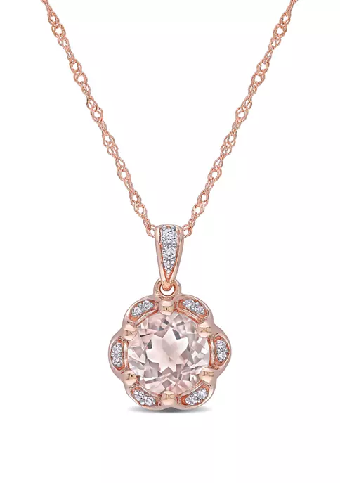 Coupon 😀 1.16 ct. t.w. Morganite and 1/10 ct. t.w. Diamond Accent Flower Necklace in 14K Rose Gold by Belk & Co. ✔️ 2 Coupon 😀 1.16 ct. t.w. Morganite and 1/10 ct. t.w. Diamond Accent Flower Necklace in 14K Rose Gold by Belk & Co. ✔️ - Image 2