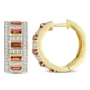 Deals ✔️ 2.88 CT TGW Baguette Garnet and White Topaz Hoop Earrings in Yellow Plated Sterling Silver by Belk & Co. 🛒