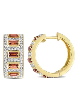 Deals ✔️ 2.88 CT TGW Baguette Garnet and White Topaz Hoop Earrings in Yellow Plated Sterling Silver by Belk & Co. 🛒 -DealsBelk & Co. Store Belk 22316